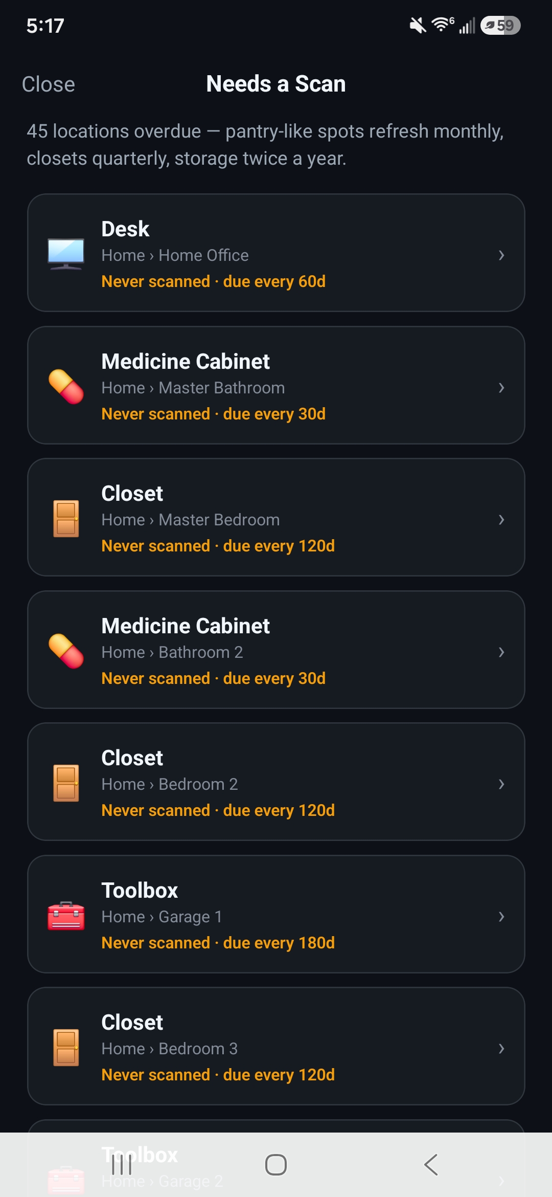 MyOwnIQ Needs a Scan overdue list