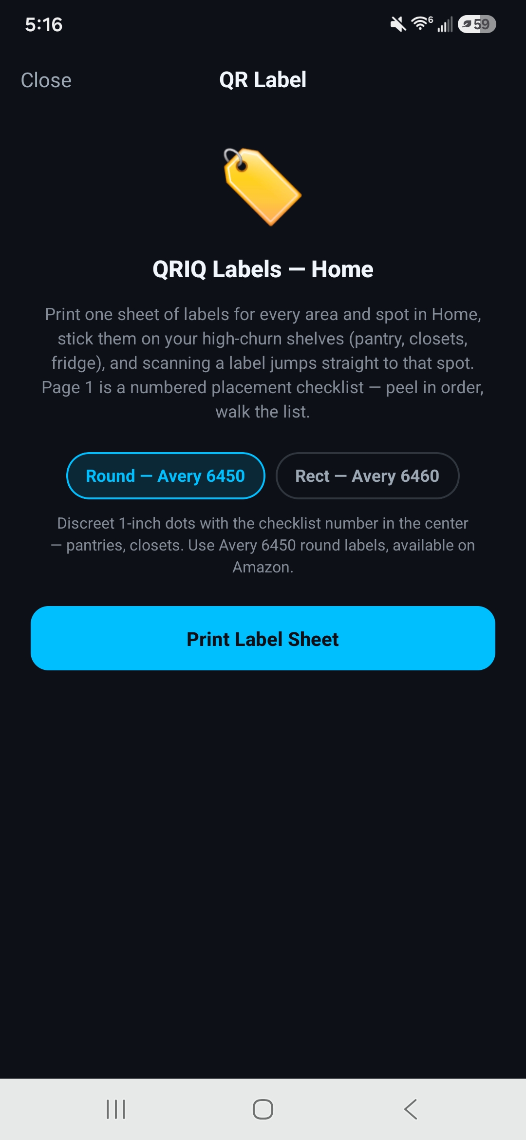 MyOwnIQ QRIQ printable labels